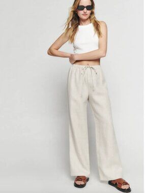 Reformation Olina Linen Pant, Size M